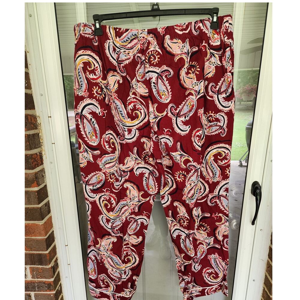 Liz Claiborne Women's 2XL Red Paisley 100% Cotton Flannel Long Sleeve Pajamas - Picture 7 of 7